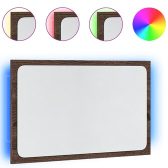 Badkamerspiegel met LED 60x8,5x38 cm bewerkt hout bruin eiken 2