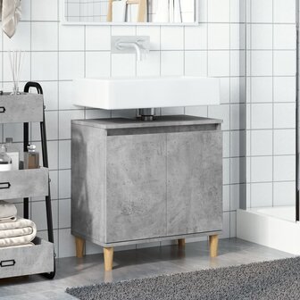 Wastafelkast 58x33x60 cm bewerkt hout betongrijs 3