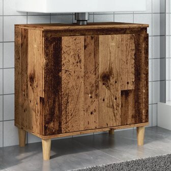 Wastafelkast 58x33x60 cm bewerkt hout oud houtkleurig 1