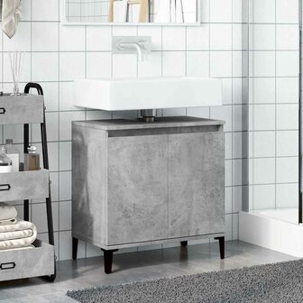 Wastafelkast 58x33x60 cm bewerkt hout betongrijs 3