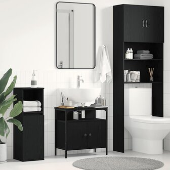 Wastafelkast 60x30x60 cm spaanplaat zwart eikenkleurig 1