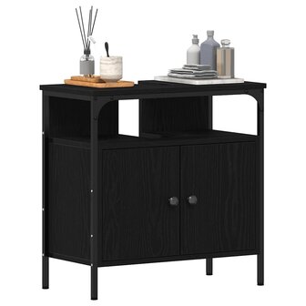 Wastafelkast 60x30x60 cm spaanplaat zwart eikenkleurig 4