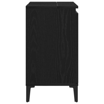 Wastafelkast met plank Zwart eiken 58 x 33 x 60 cm Bewerkt hout 8