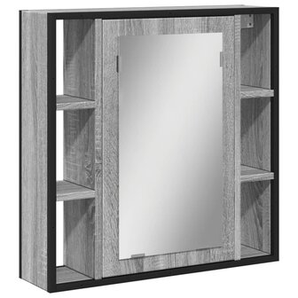 Badkamerspiegelkast 60x16x60 cm bewerkt hout grijs sonoma eiken 2