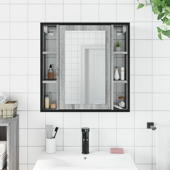 Badkamerspiegelkast 60x16x60 cm bewerkt hout grijs sonoma eiken 3