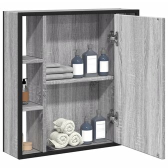 Badkamerspiegelkast 60x16x60 cm bewerkt hout grijs sonoma eiken 4