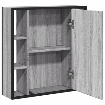 Badkamerspiegelkast 60x16x60 cm bewerkt hout grijs sonoma eiken 6