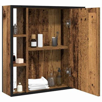 Badkamerspiegelkast 60x16x60 cm spaanplaat oud hout 3