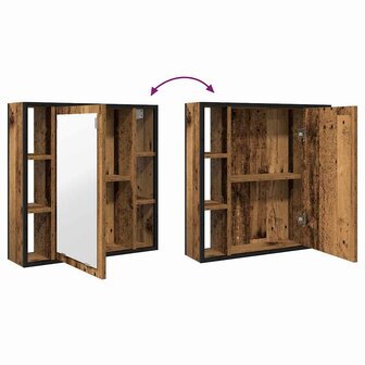 Badkamerspiegelkast 60x16x60 cm spaanplaat oud hout 7
