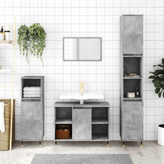 Badkamerkast 80x33x60 cm bewerkt hout betongrijs 1