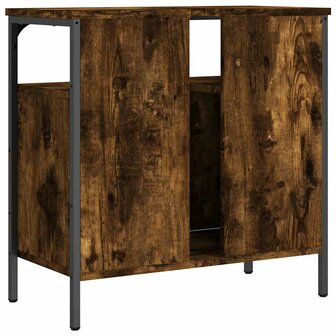 Badkamerkast 60x30x60 cm bewerkt hout gerookt eikenkleurig 8