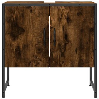 Badkamerkast 60x33x60 cm bewerkt hout gerookt eikenkleurig 5
