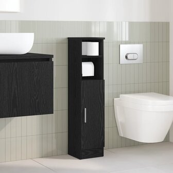 Badkamerkast met rolhouder 20,5x22x90 cm zwart 3