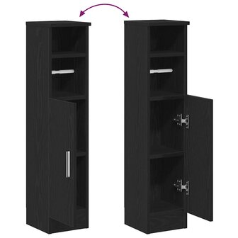 Badkamerkast met rolhouder 20,5x22x90 cm zwart 8