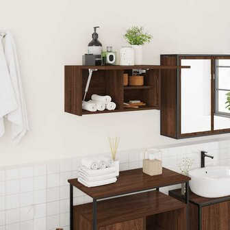 Badkamerwandkast 60x25x30 cm bewerkt hout bruin eikenkleur 1