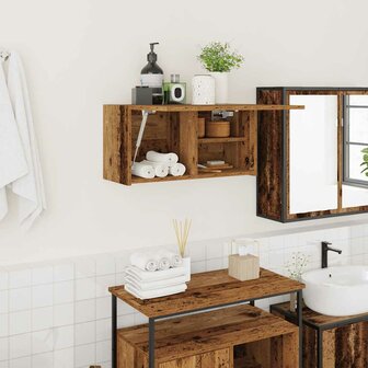 Badkamerwandkast 60x25x30 cm bewerkt hout oud houtkleurig 1