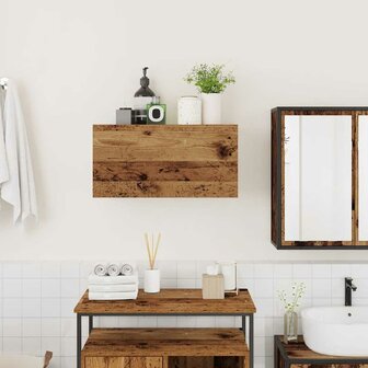 Badkamerwandkast 60x25x30 cm bewerkt hout oud houtkleurig 3