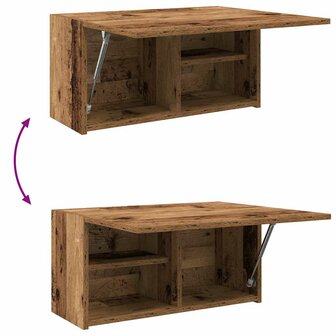 Badkamerwandkast 60x25x30 cm bewerkt hout oud houtkleurig 9