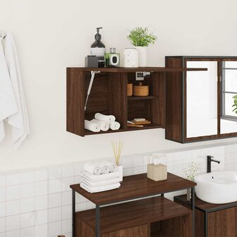 Badkamerwandkast 60x25x40 cm bewerkt hout bruin eikenkleur 1