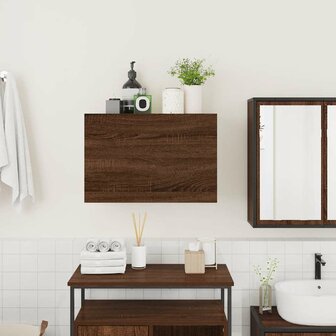 Badkamerwandkast 60x25x40 cm bewerkt hout bruin eikenkleur 3