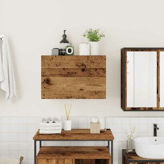 Badkamerwandkast 60x25x40 cm bewerkt hout oud houtkleurig 3