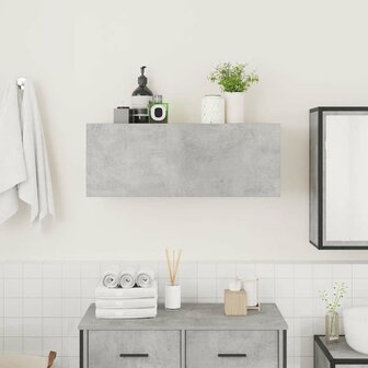 Badkamerwandkast 80x25x30 cm bewerkt hout betongrijs 3