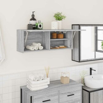Badkamerwandkast 80x25x30 cm bewerkt hout grijs sonoma eiken 1