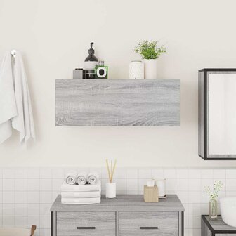 Badkamerwandkast 80x25x30 cm bewerkt hout grijs sonoma eiken 3