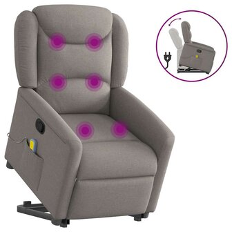 Sta-op-massagestoel verstelbaar stof taupe 1