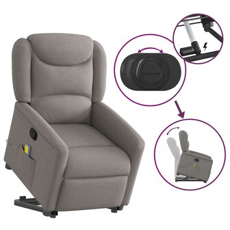 Sta-op-massagestoel verstelbaar stof taupe 8