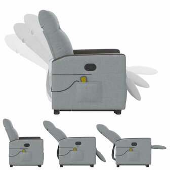 Sta-op-massagestoel verstelbaar stof lichtgrijs 8