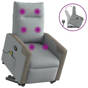 Sta-op-massagestoel verstelbaar stof lichtgrijs 1