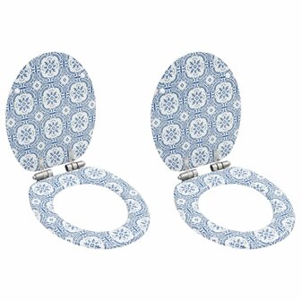 Toiletbrillen 2 st met soft-close deksels MDF porseleinontwerp 1