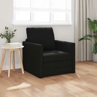 Vloerslaapbank met kussen Zwart 74 x 77 x 81 cm Stof 1