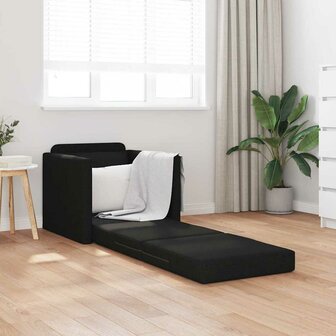 Vloerslaapbank met kussen Zwart 74 x 77 x 81 cm Stof 3