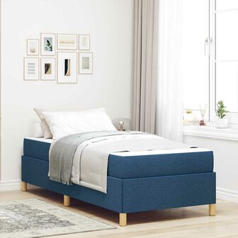 Boxspring bed met matras Blauw en Bruin en Wit 80 x 200 cm Stof 1