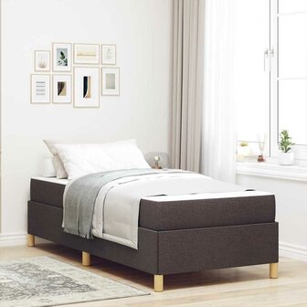 Boxspring bed met matras Wit en Donkerbruin 90 x 190 cm Stof 1