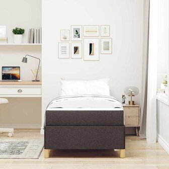 Boxspring bed met matras Wit en Donkerbruin 90 x 190 cm Stof 5