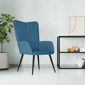 Relaxstoel fluweel blauw 1