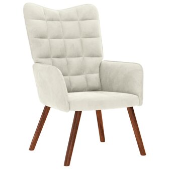Relaxstoel fluweel cr&egrave;mekleurig 1