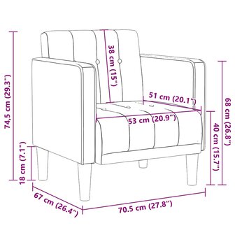 Fauteuil met armleuningen Lichtgrijs 53 cm Fluweel 8