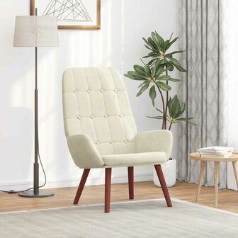 Relaxstoel fluweel cr&egrave;mewit 1