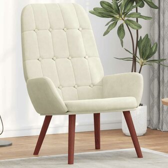 Relaxstoel fluweel cr&egrave;mewit 3