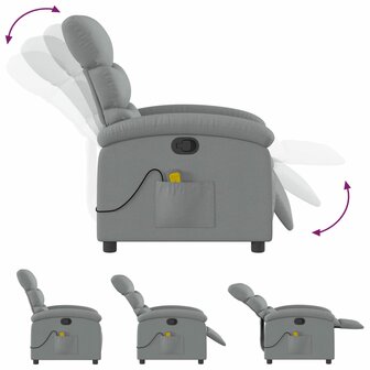 Massagestoel met lichtgrijze stof 7