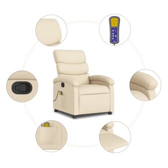 Massagestoel met cr&egrave;mekleurige stof 8