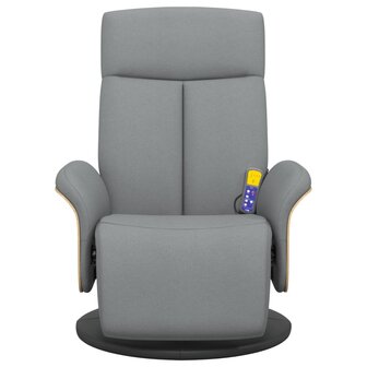 Massagestoel verstelbaar met voetensteun stof lichtgrijs 3