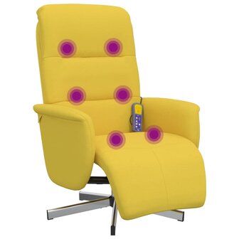 Massagestoel verstelbaar met voetensteun stof lichtgeel 7