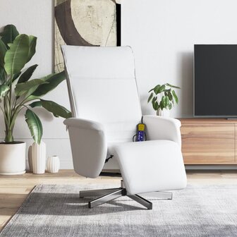 Massagestoel verstelbaar met voetensteun kunstleer wit 1