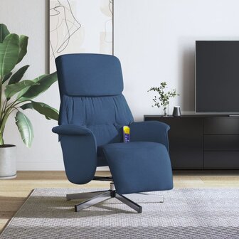 Massagestoel verstelbaar met voetensteun stof blauw 1