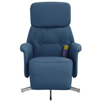 Massagestoel verstelbaar met voetensteun stof blauw 4
